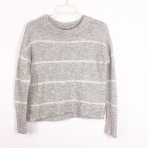 H&M Gray White Stripe Wool Blend Sweater Size XS